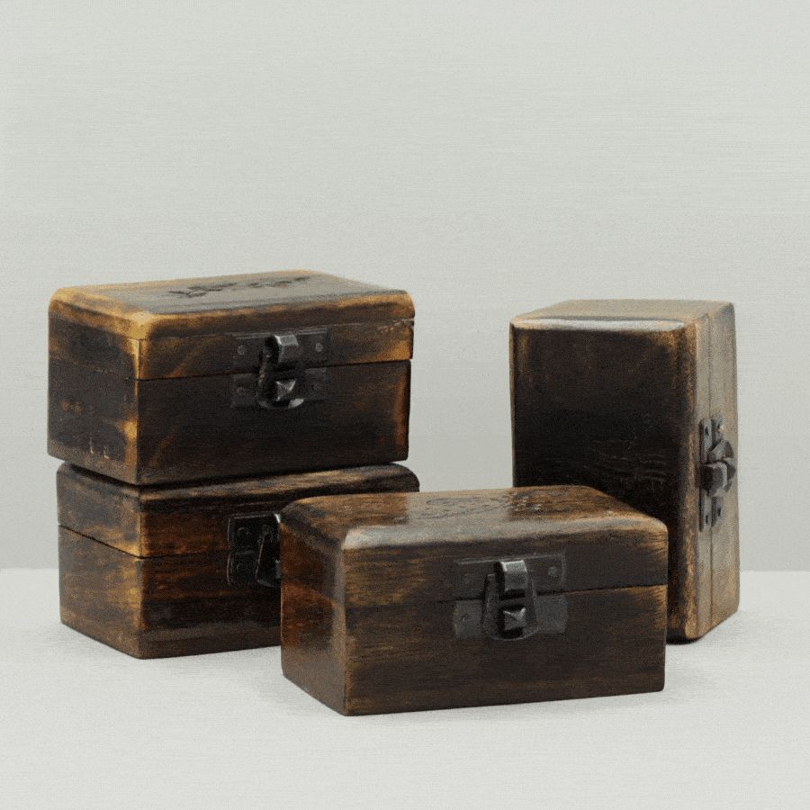 Holz Pillendose 9x5x4cm Mit Geprägten Designs