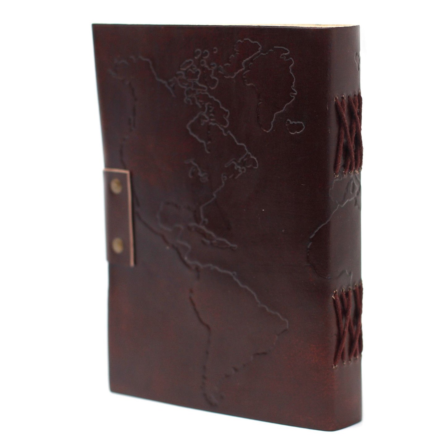 Leder Weltkarte Und Nähnotizbuch 18x13 Cm