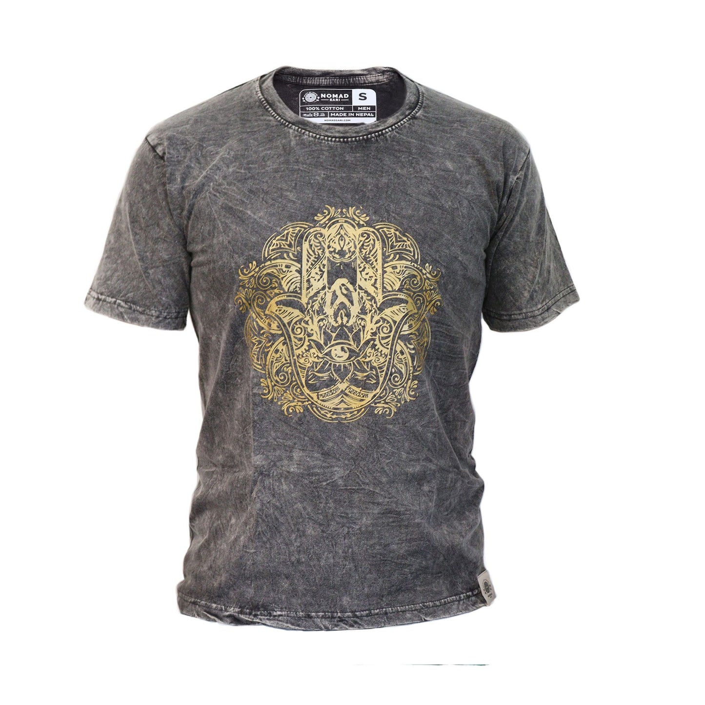 Kleines Stein-gewaschenes T-Shirt Hamsa Dunkelgrau
