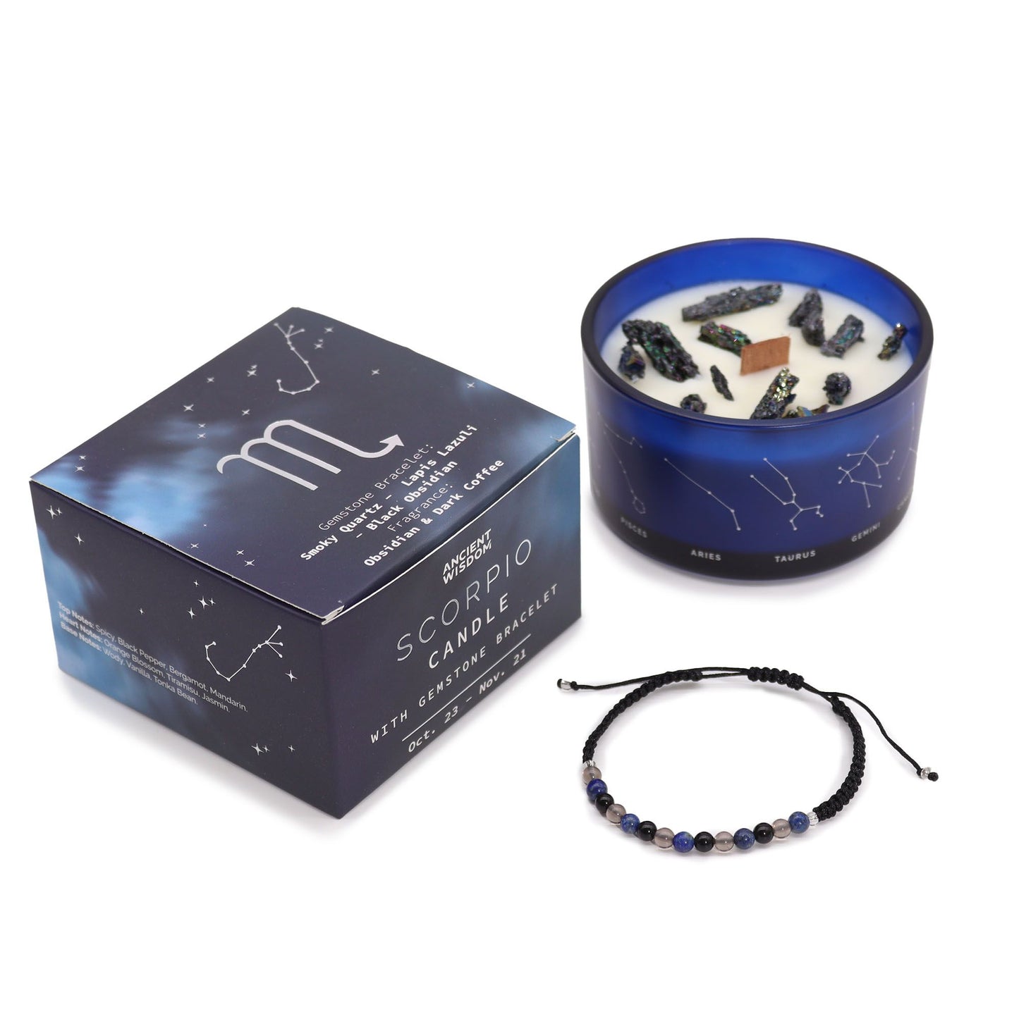 Zodiac Kristallkerze Mit Edelsteinarmband - Skorpion