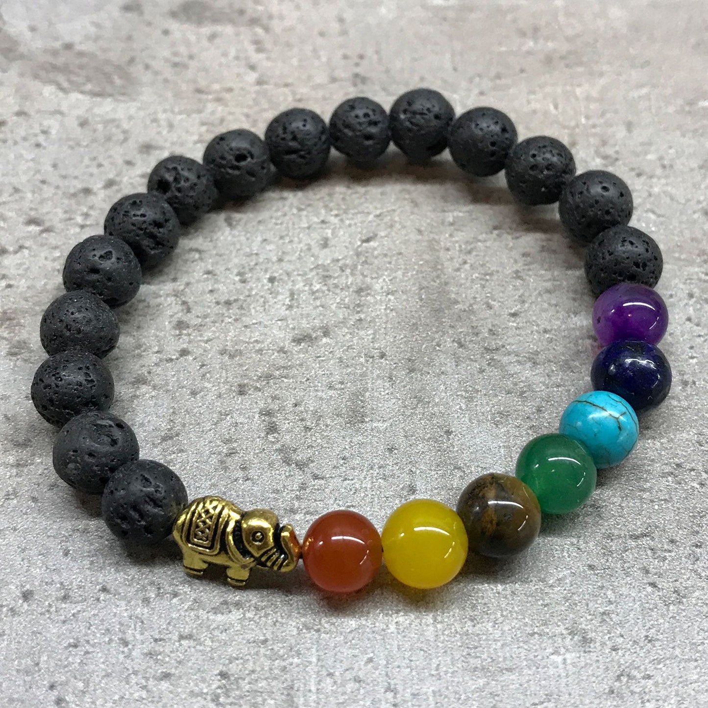 Lava Stein Armband - Elefant Chakra