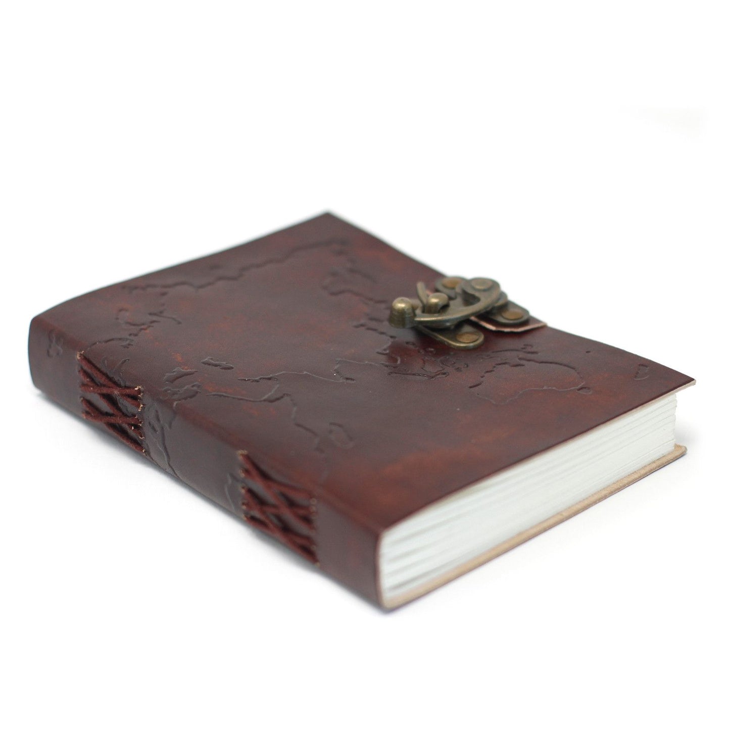 Leder Weltkarte Und Nähnotizbuch 18x13 Cm