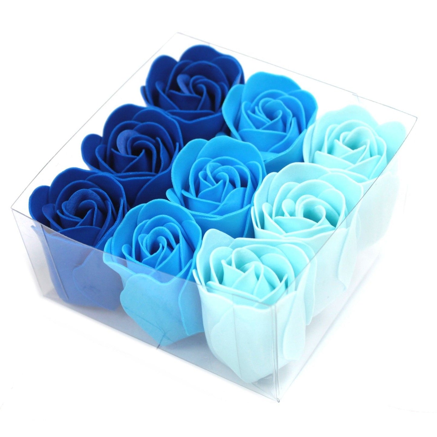 Set Mit 9 Seifenblumen - Blaue Hochzeitsrosen