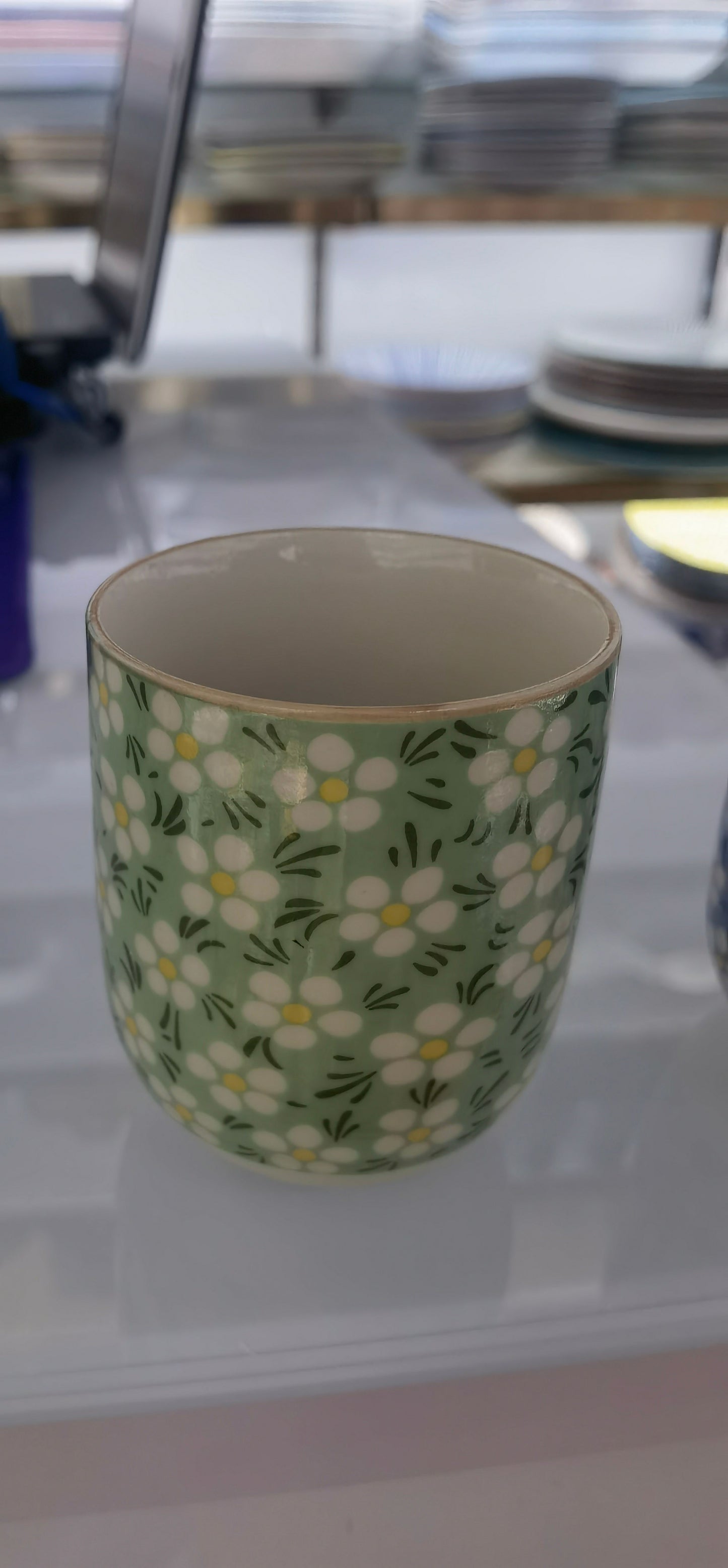 Kräutertee Tassen Set Grün Daisy 190ml Keramik 6er Set