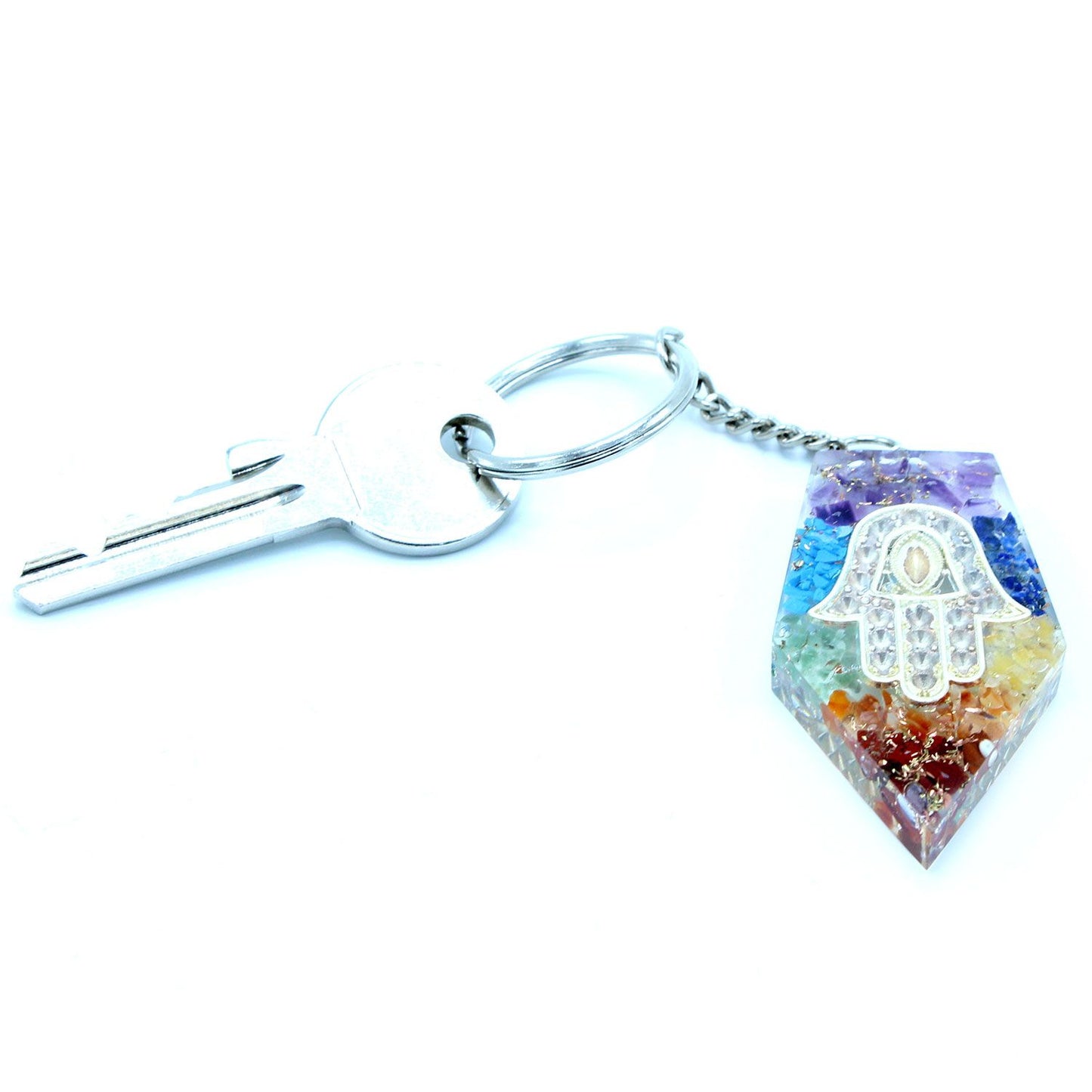 Orgonite Kraft Schlüsselanhänger Edelstein Chakra Hamsa