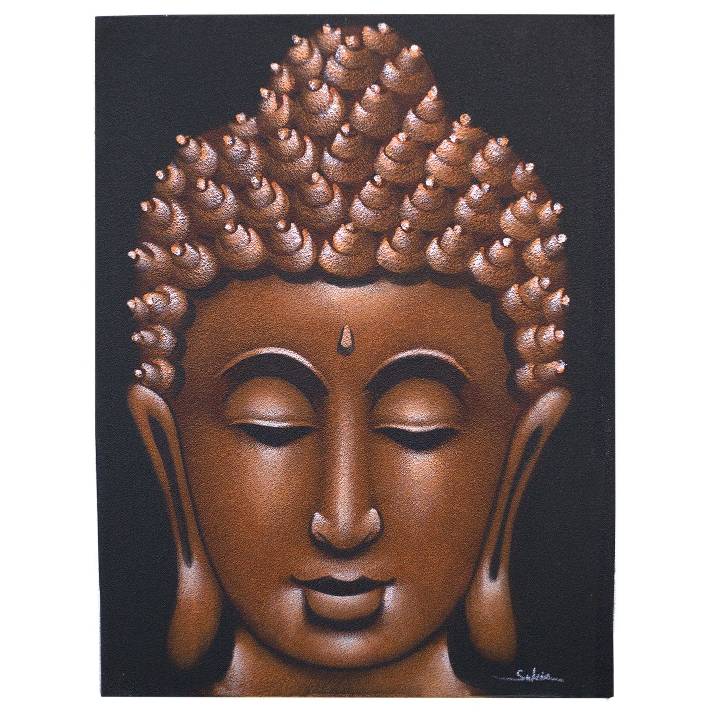 Buddha Gemälde mit Kupfer Sand Finish