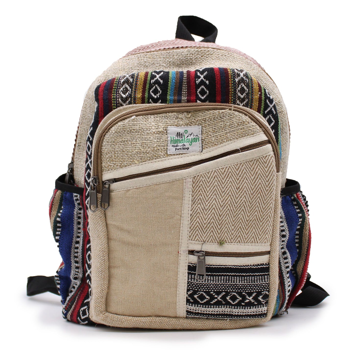 Kleiner Hanf Rucksack Zigzag Reißverschluss Stil