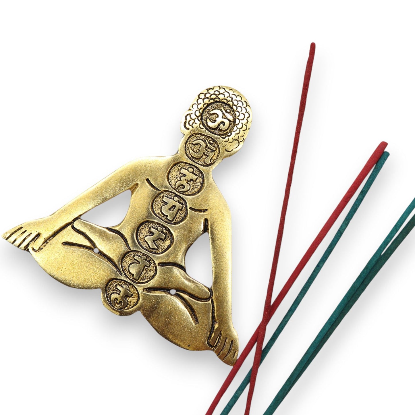 Goldene Aluminium Sieben Chakra Räucherstäbchen Halter 12x12cm