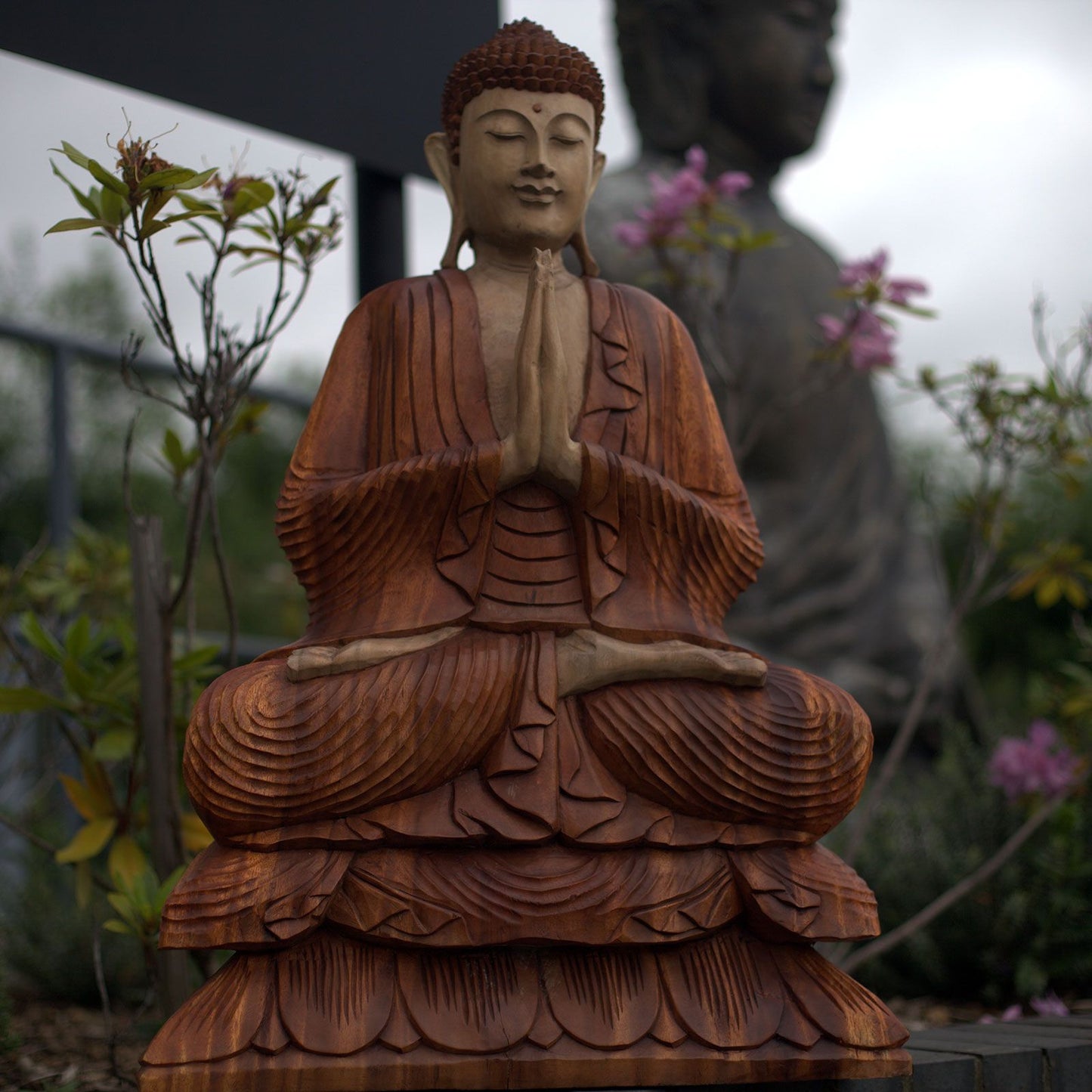 Handgeschnitzte Buddha Statue 60cm Willkommen