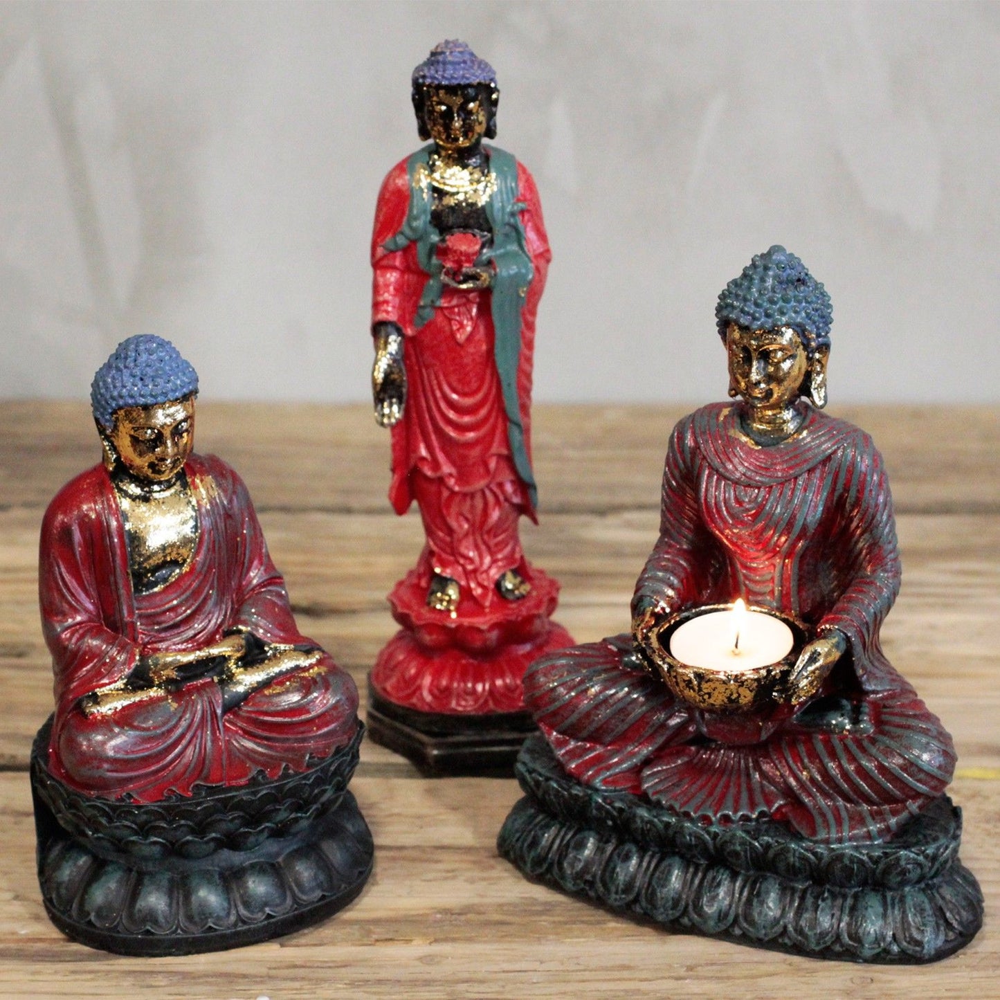Antiker Buddha Kerzenhalter Für Devotees