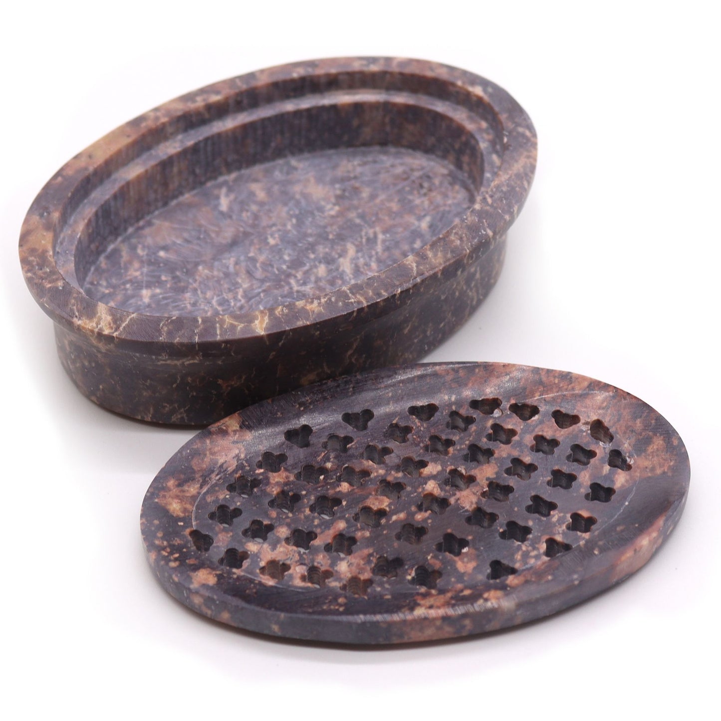 Seifenschale Aus Speckstein Mit Abtropfschale 11x8cm Klassisch Oval