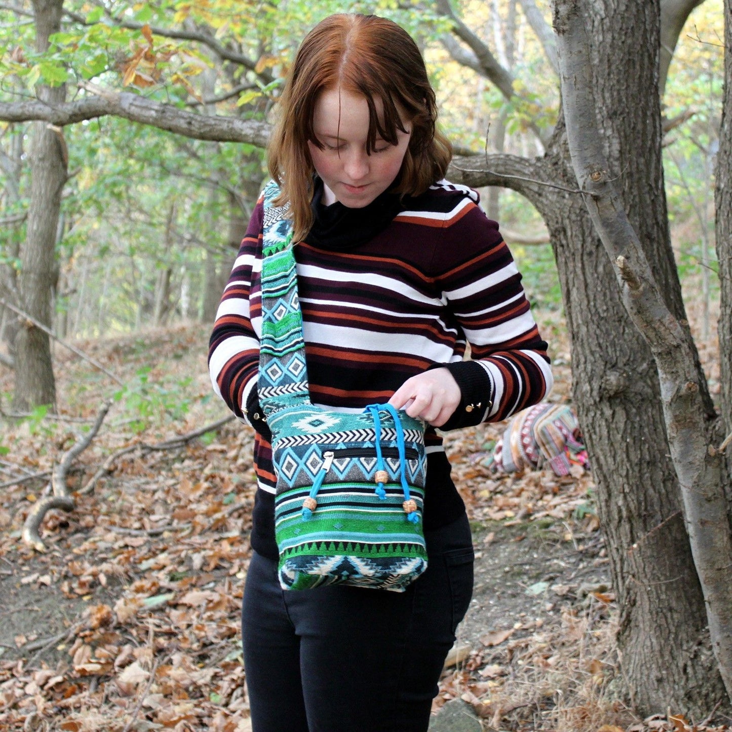 Jacquard Tasche - Teal Umhängetasche