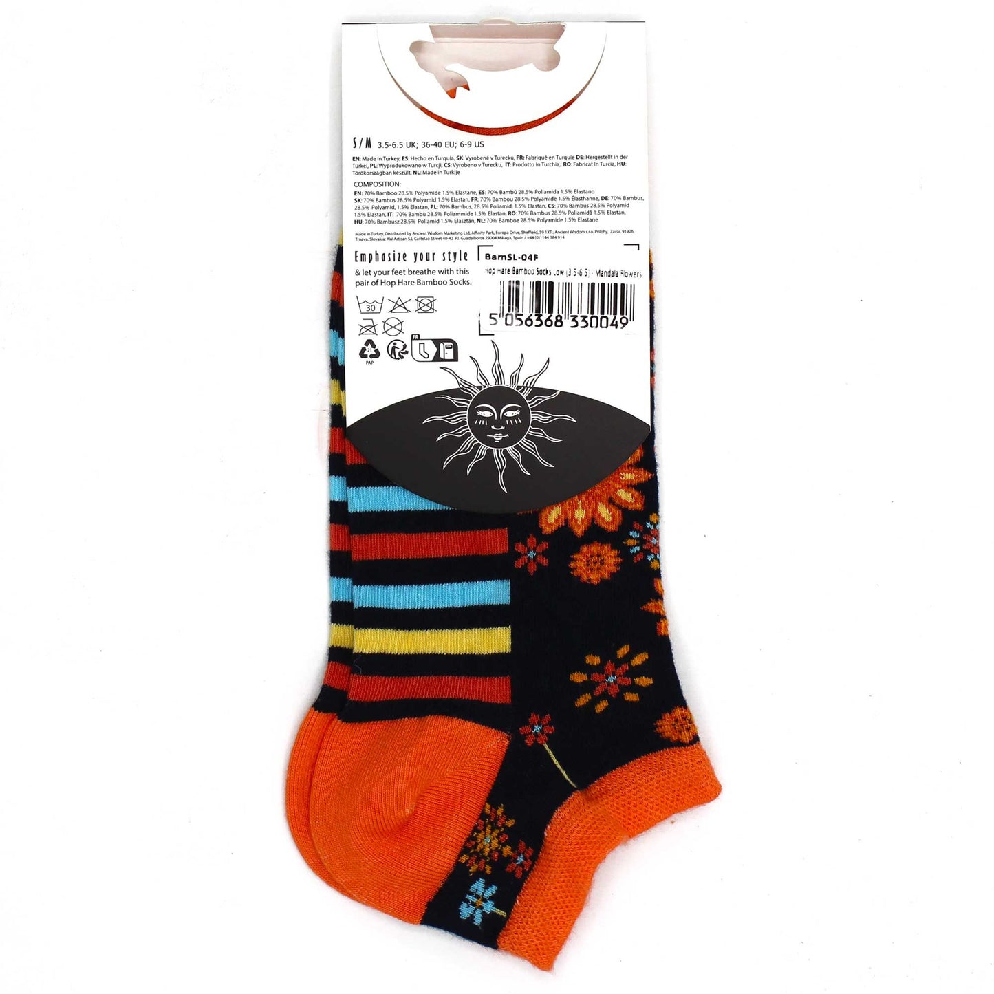 SM Hop Hare Bambus Socken Niedrig 36-40 Mandala Blumen