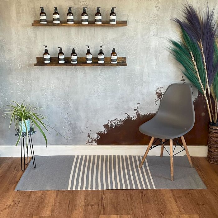 Indischer Baumwollteppich 70x170cm Grau