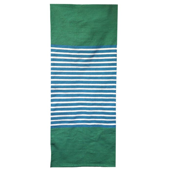 Indischer Baumwollteppich 70x170cm Blau Grün