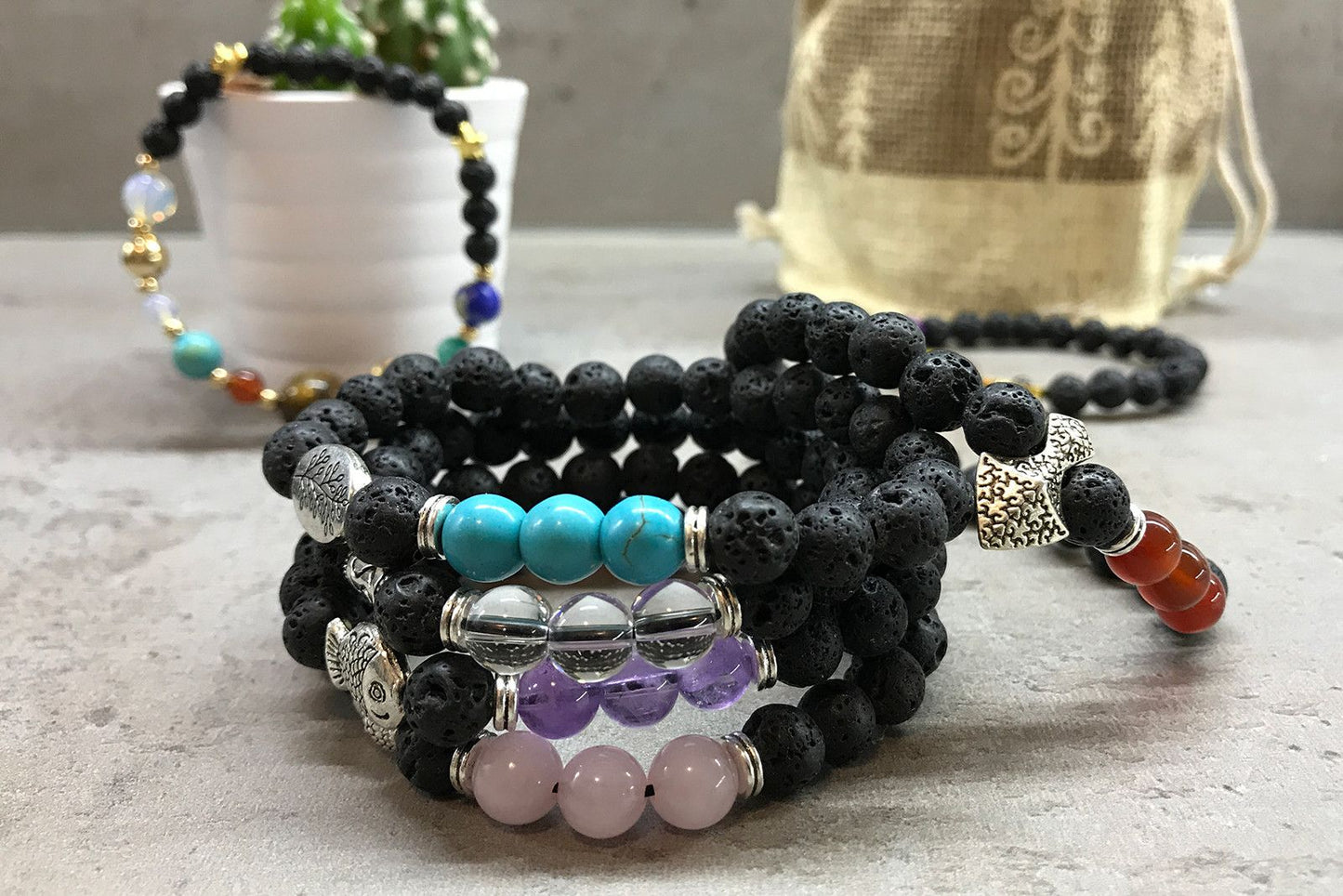 Lava Stein Armband - Elefant Chakra