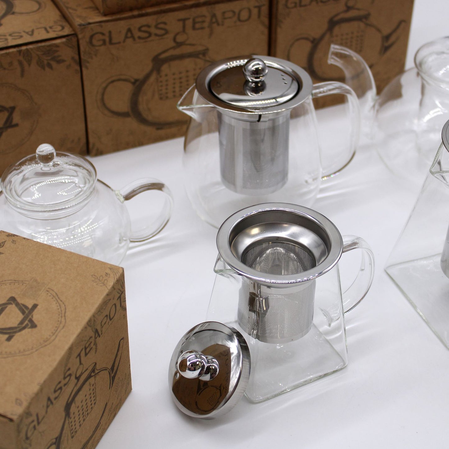 Glas Teekanne Mit Infuser Runde Perle 800ml