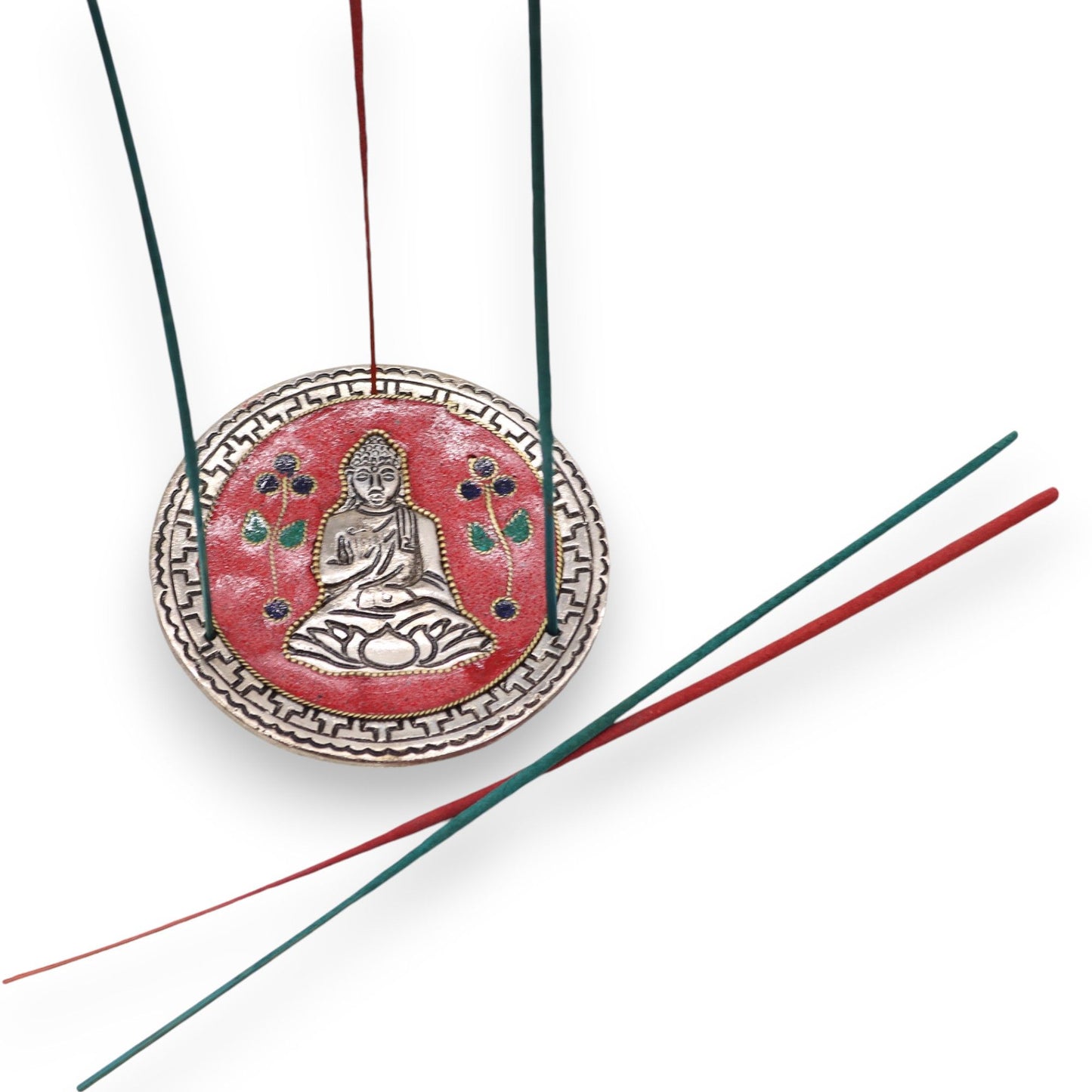 Buddha Roter Dekor Räucherstäbchenhalter 10cm