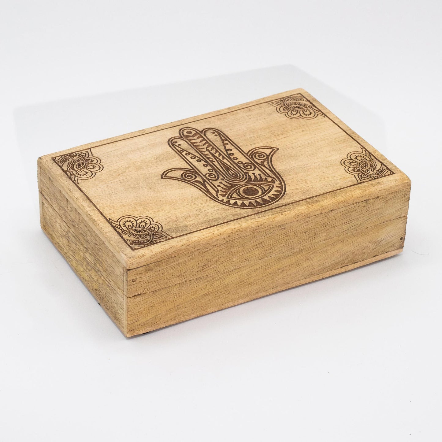 Große Rechteckige Box 21,5x14x6,3cm - Hamsa Schwarz Graviert