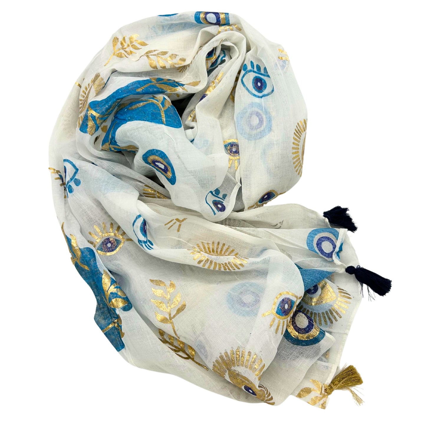 Nomad Sari Med Kollektion Pario Weiß Blau Gold Augen Design