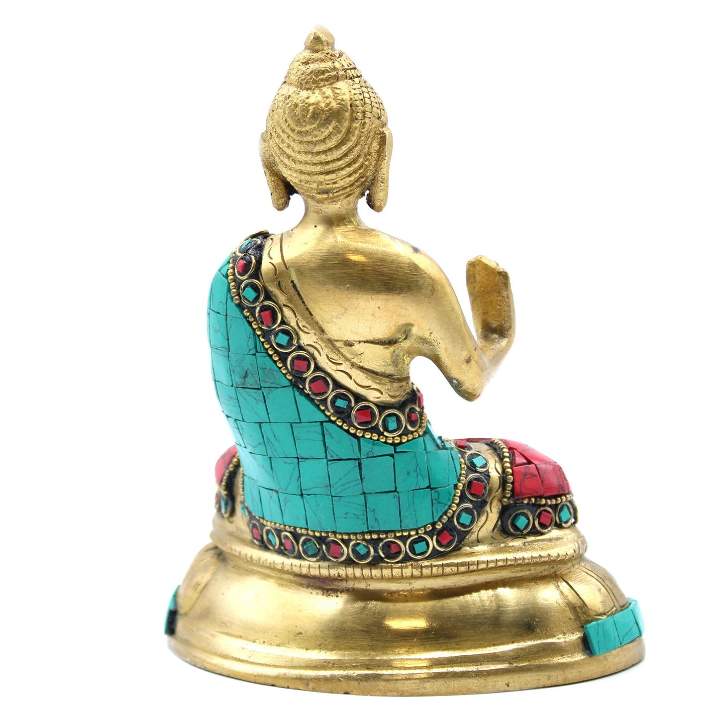 Messing Buddha Figur Segnung 15cm Handgefertigt aus Indien