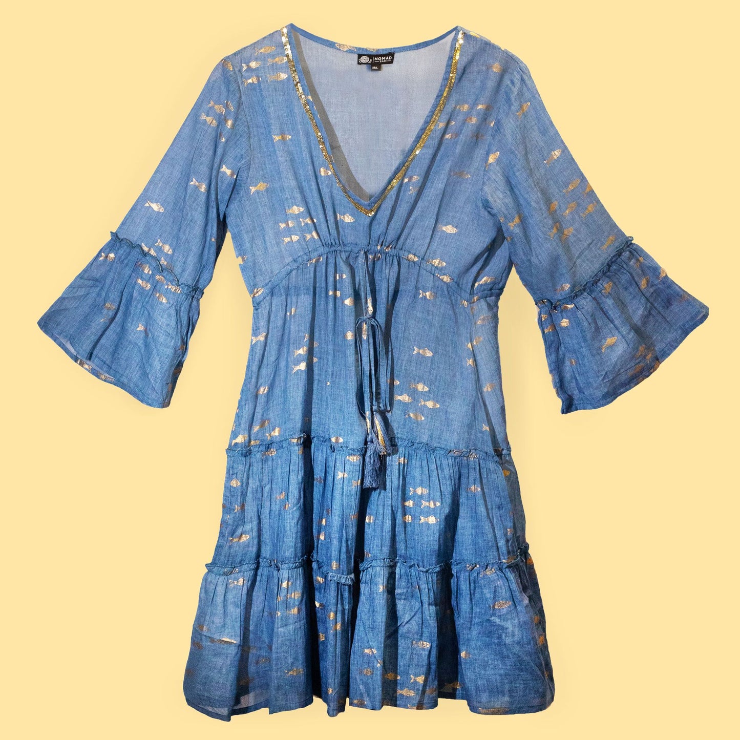 ML Nomad Sari Med Kollektion Kleid Meeresblau Goldfisch Design
