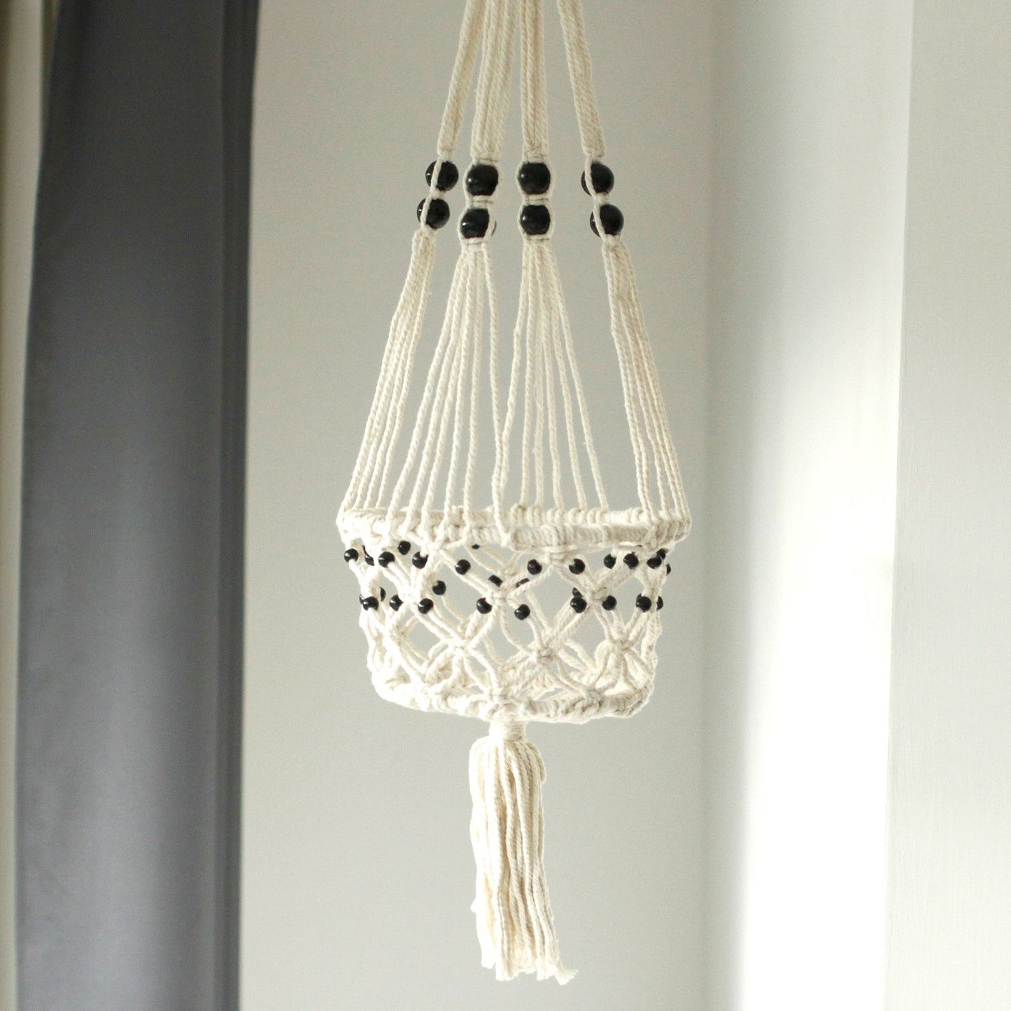 Makramee Blumentopf Halter Großer Einzelner Perlenhalter