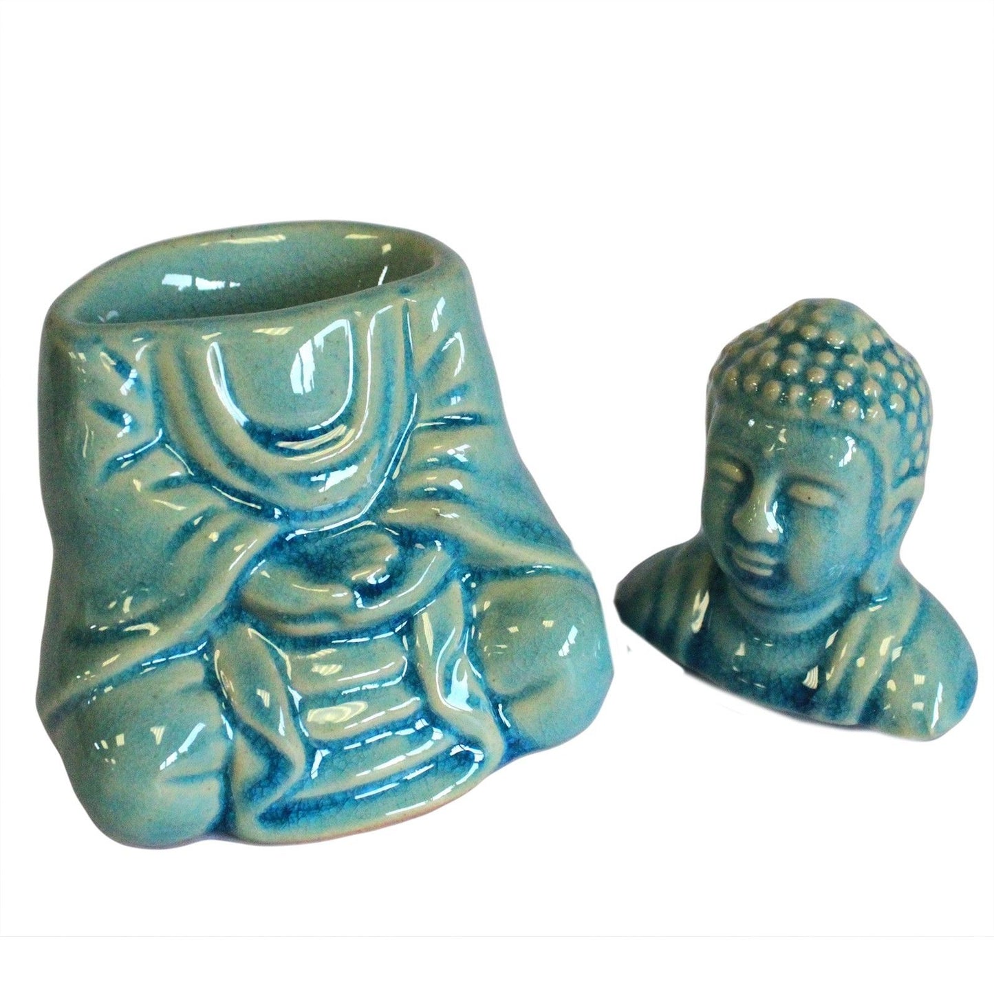 Sitzender Buddha Öl-Brenner Blau