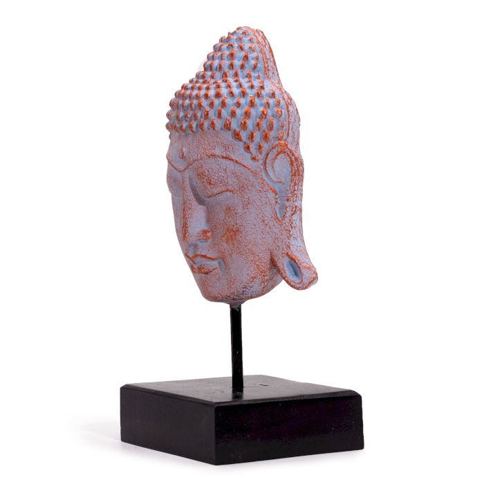 Großer Serenity Buddha Kopf Auf Ständer - Blau Kupfer