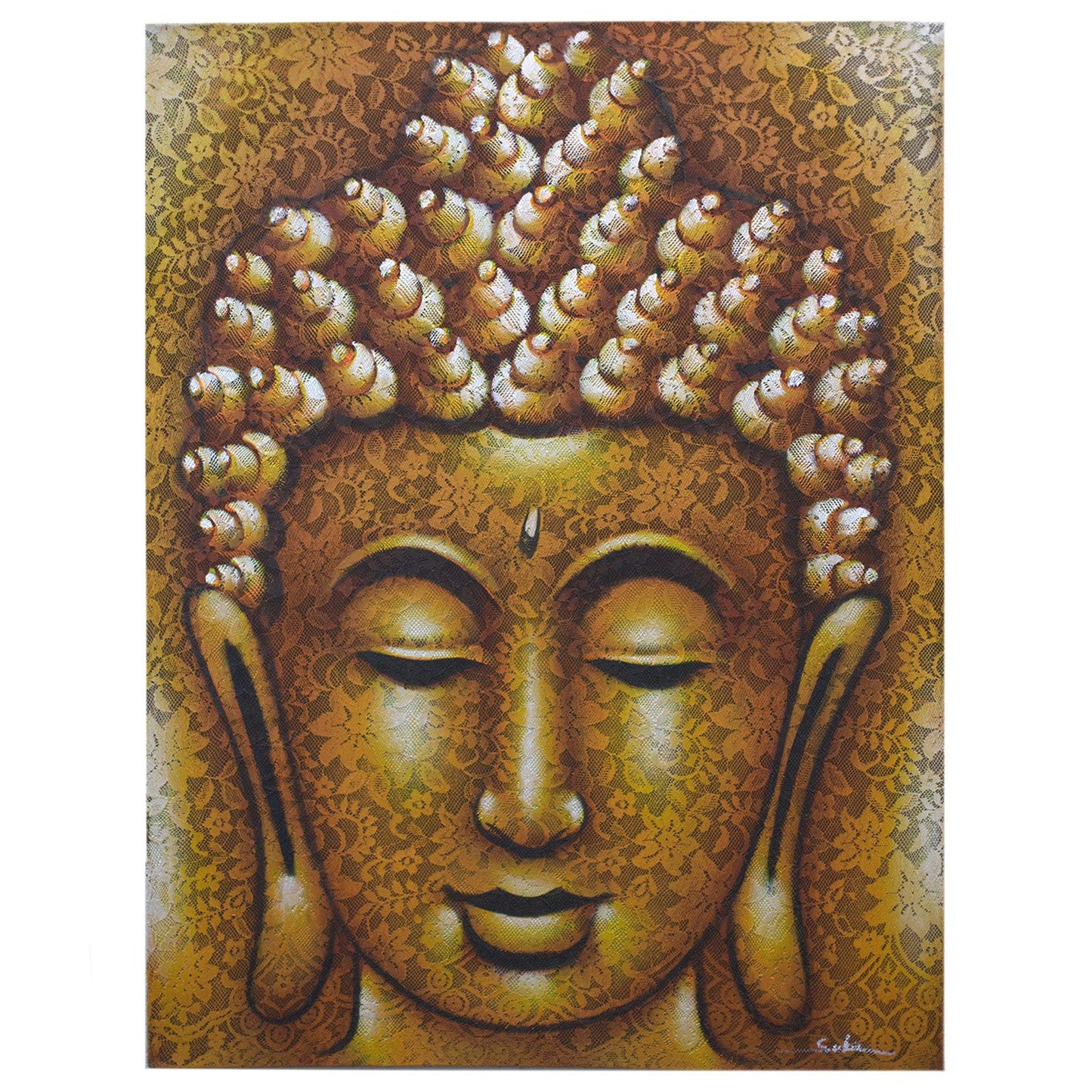 Buddha Gemälde Mit Goldenem Brokat Detail