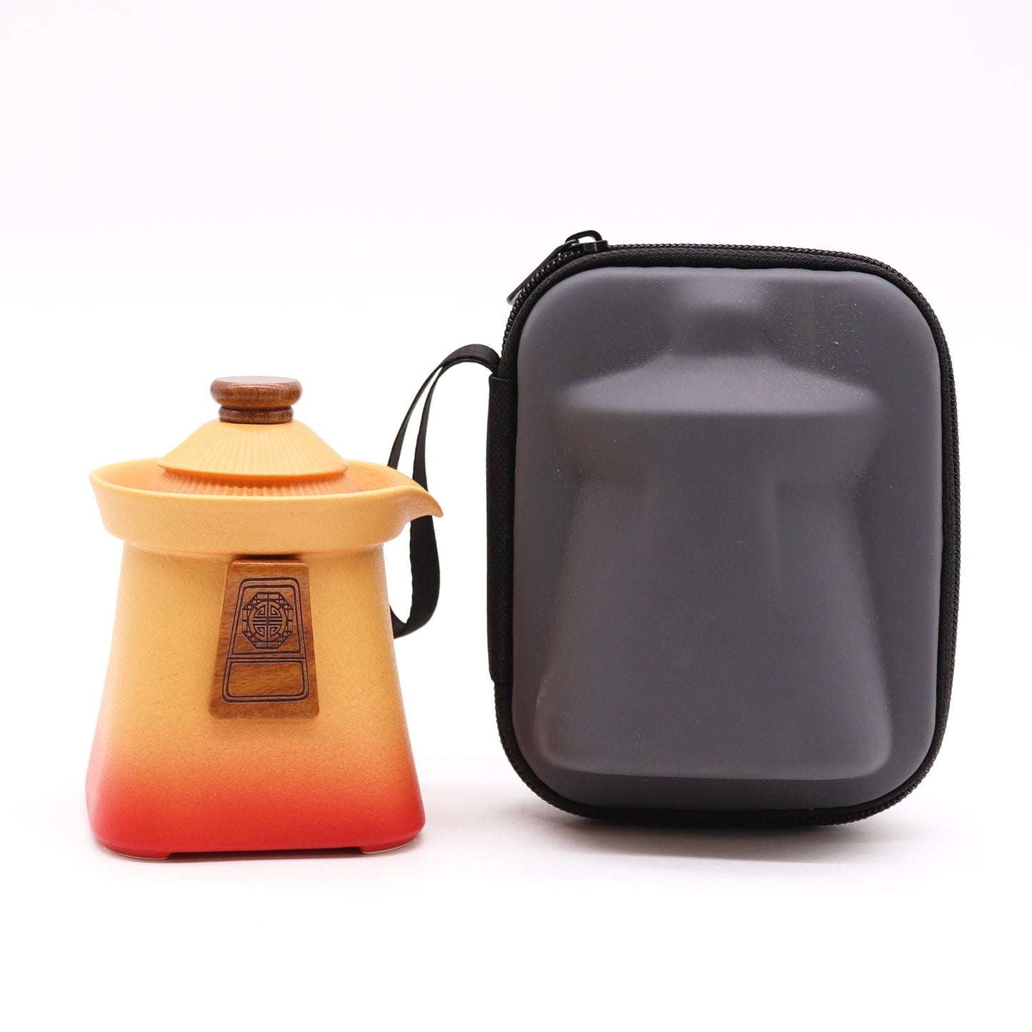 Tempel Teekannen Set Mit Drei Tassen - Orange Erde