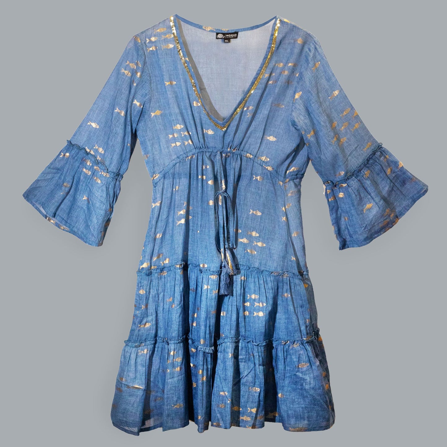 ML Nomad Sari Med Kollektion Kleid Meeresblau Goldfisch Design