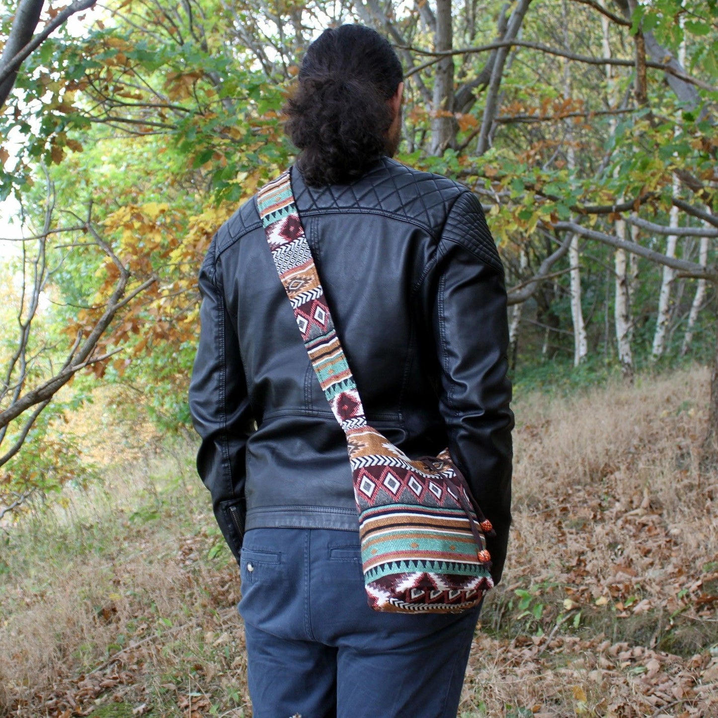 Jacquard Tasche - Schokoladen Umhängetasche