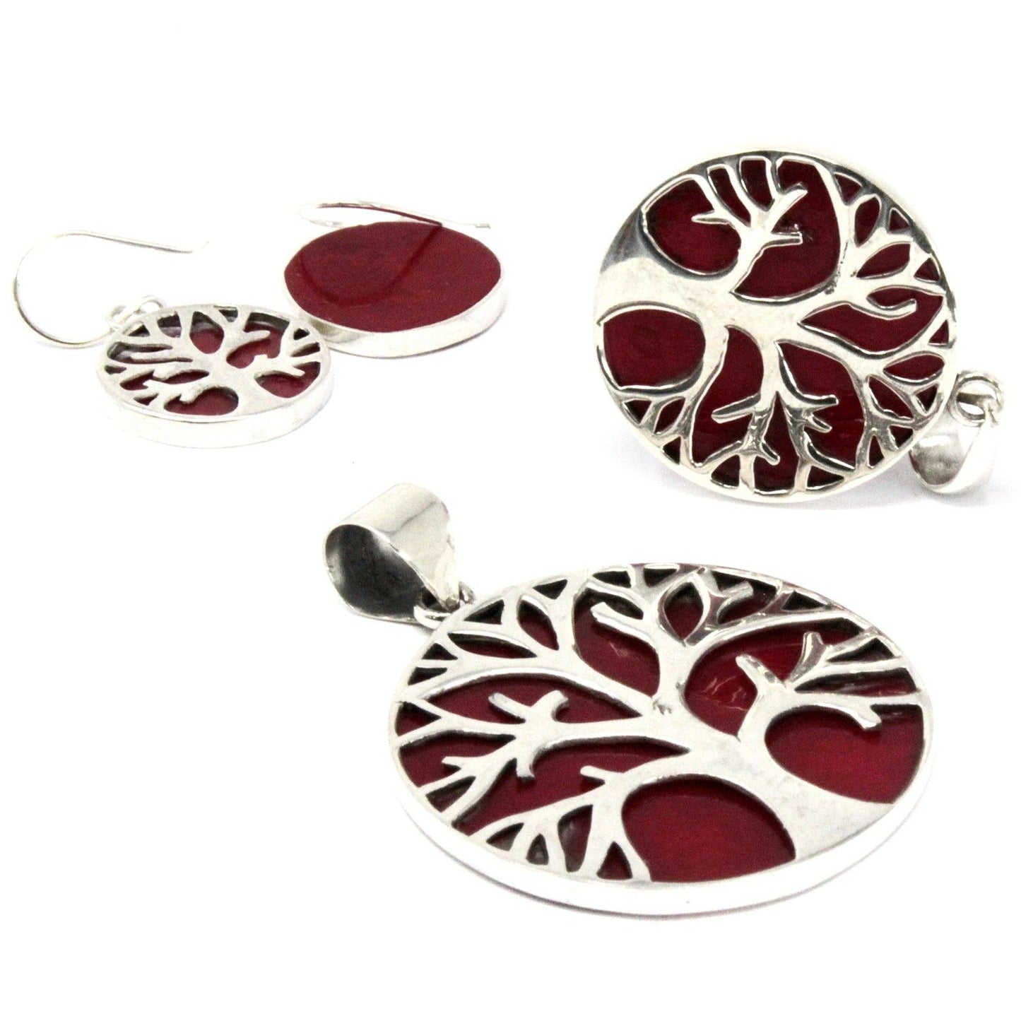 Baum Des Lebens Silber Anhänger 22mm - Koralleffekt