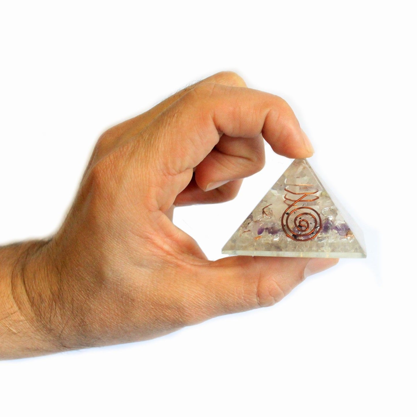 Med Orgonit Pyramide 55mm Mit Edelstein Chips Und Kupfer