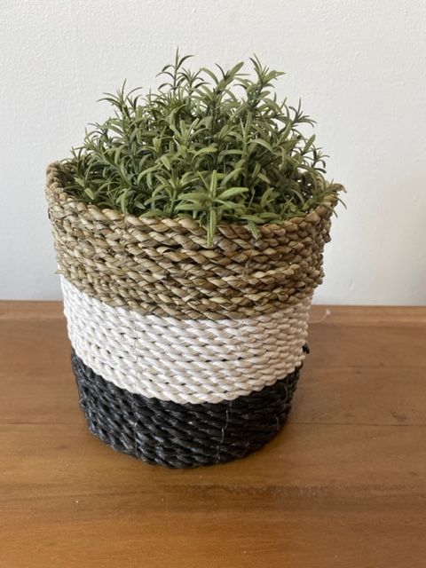 Seagrass Korb Set Dunkelgrau Weiß Natur