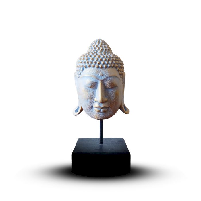 Großer Serenity Buddha Kopf Auf Ständer - Blau Kupfer