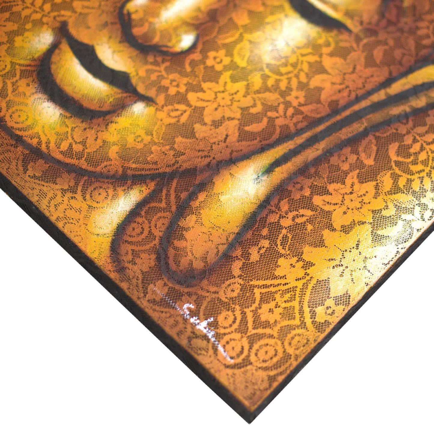 Buddha Gemälde Mit Goldenem Brokat Detail