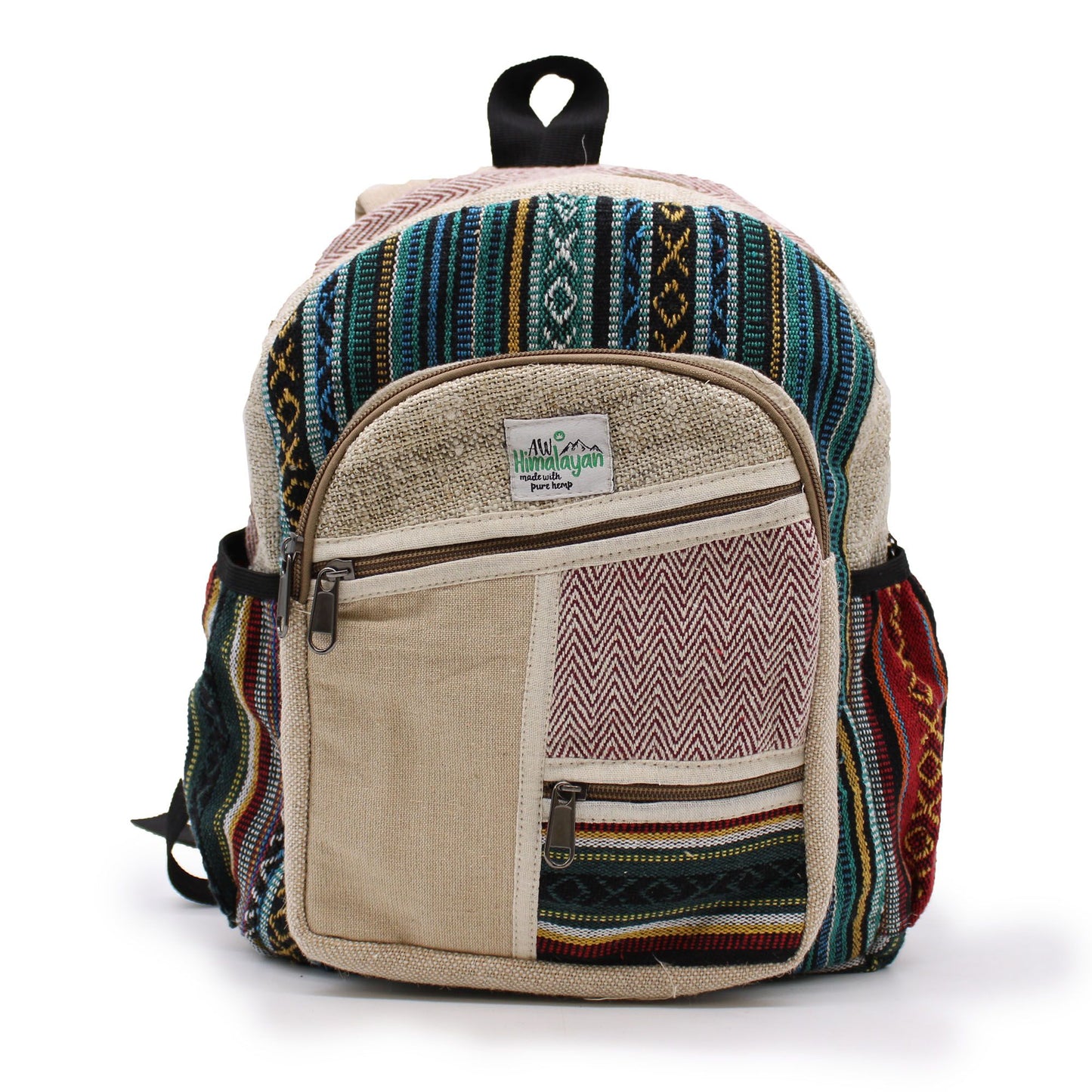 Kleiner Hanf Rucksack Zigzag Reißverschluss Stil