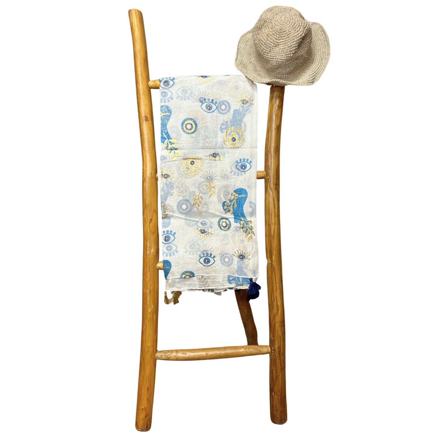 Nomad Sari Med Kollektion Pario Weiß Blau Gold Auge Design