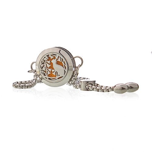 Aromatherapie Schmuck Kettenarmband Katze Und Blumen 20mm