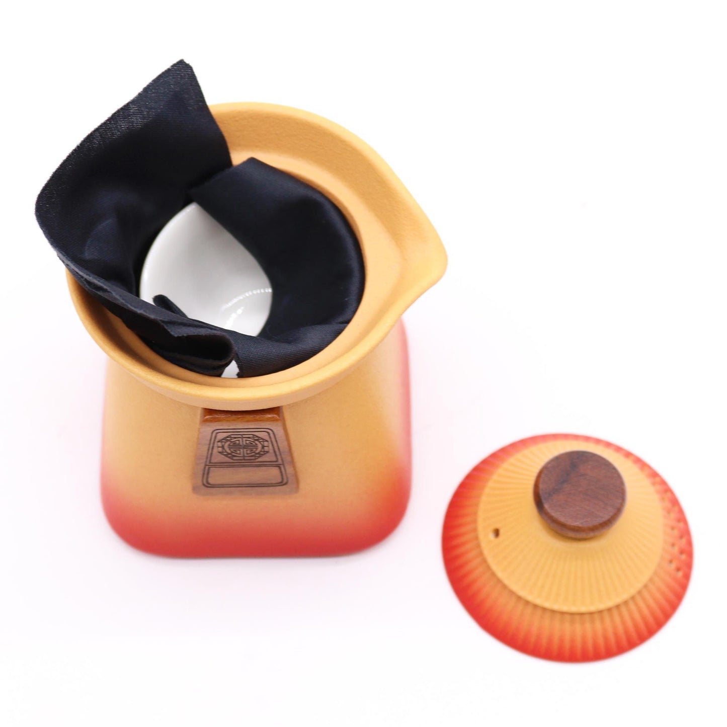 Tempel Teekannen Set Mit Drei Tassen - Orange Erde