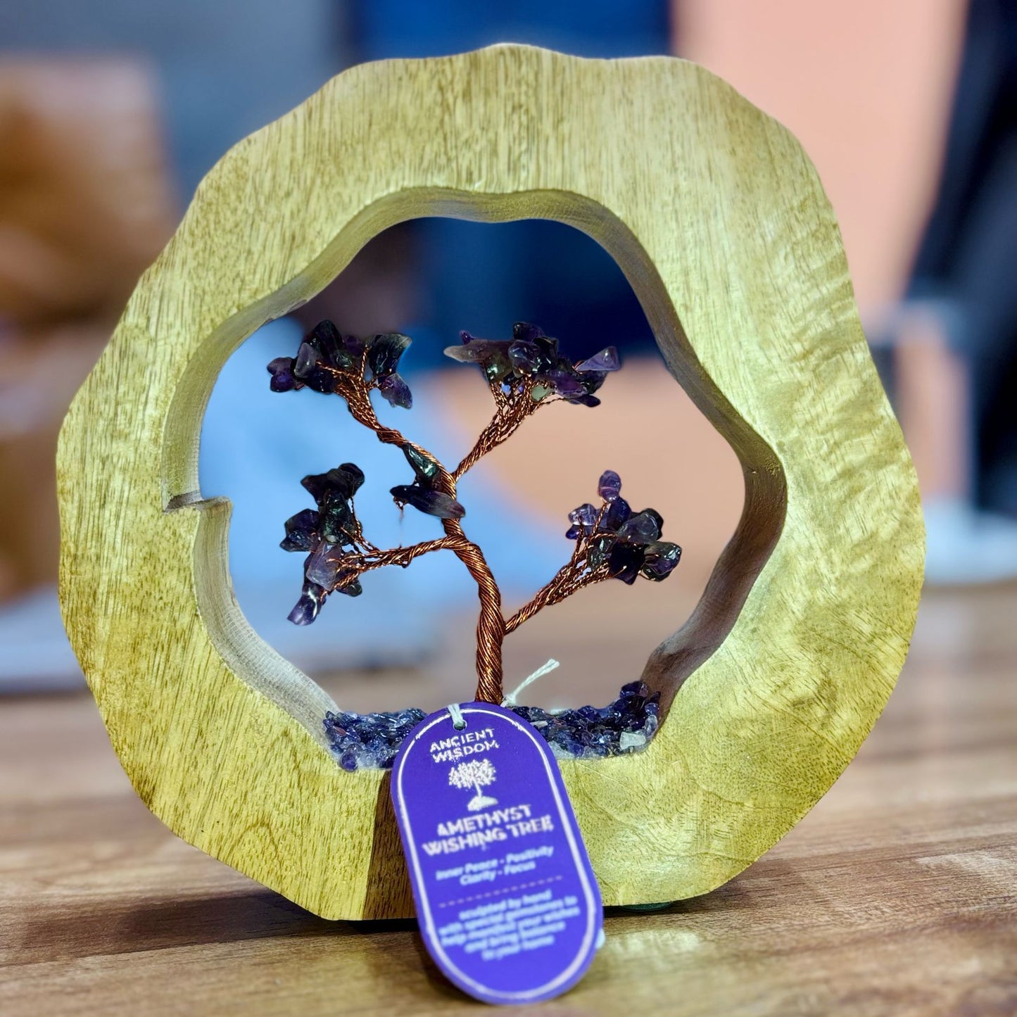 Edelsteinbaum Garten - Mangoholz Ring - Amethyst - 60 Chipssteine