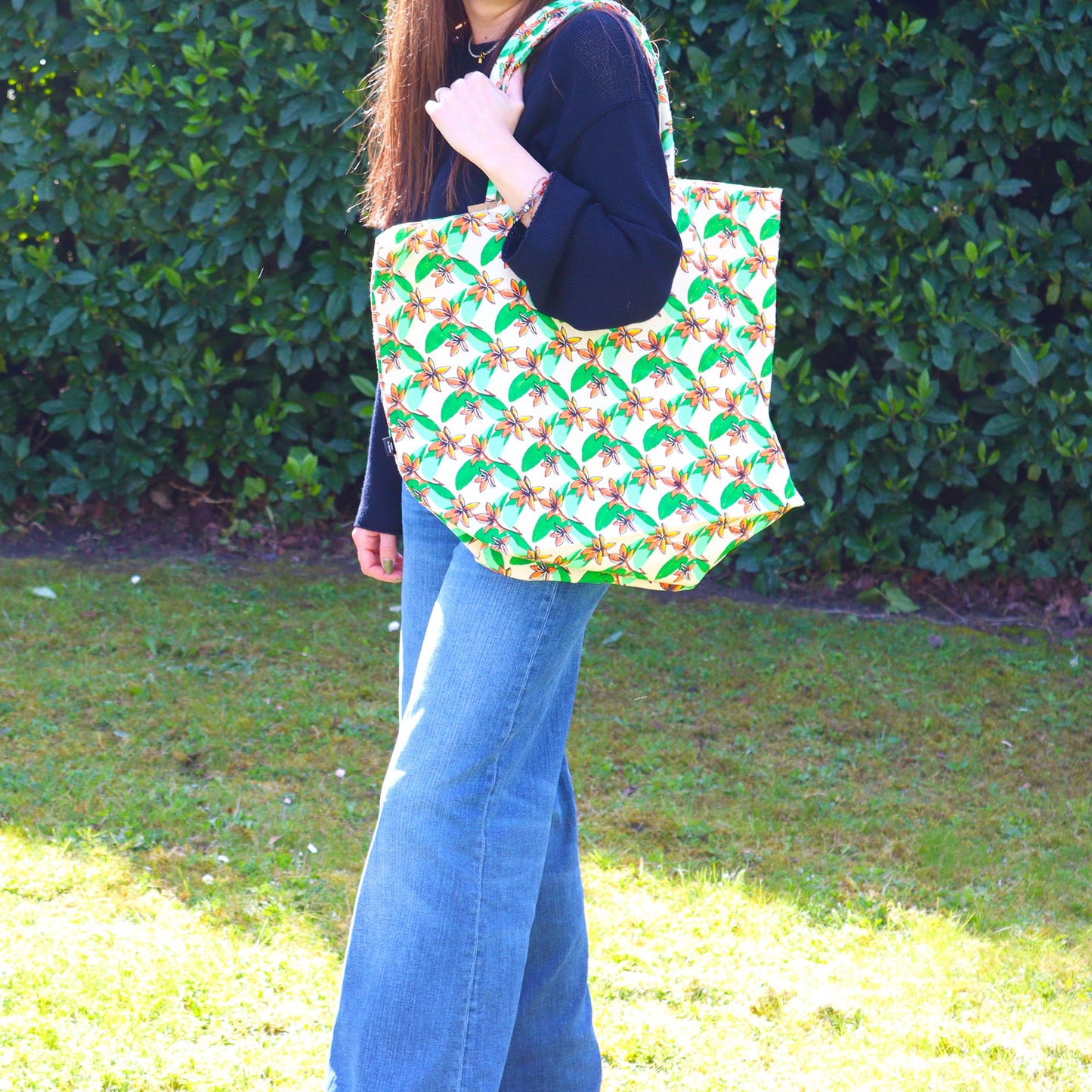 Große Helle Tasche - Frangipani Design