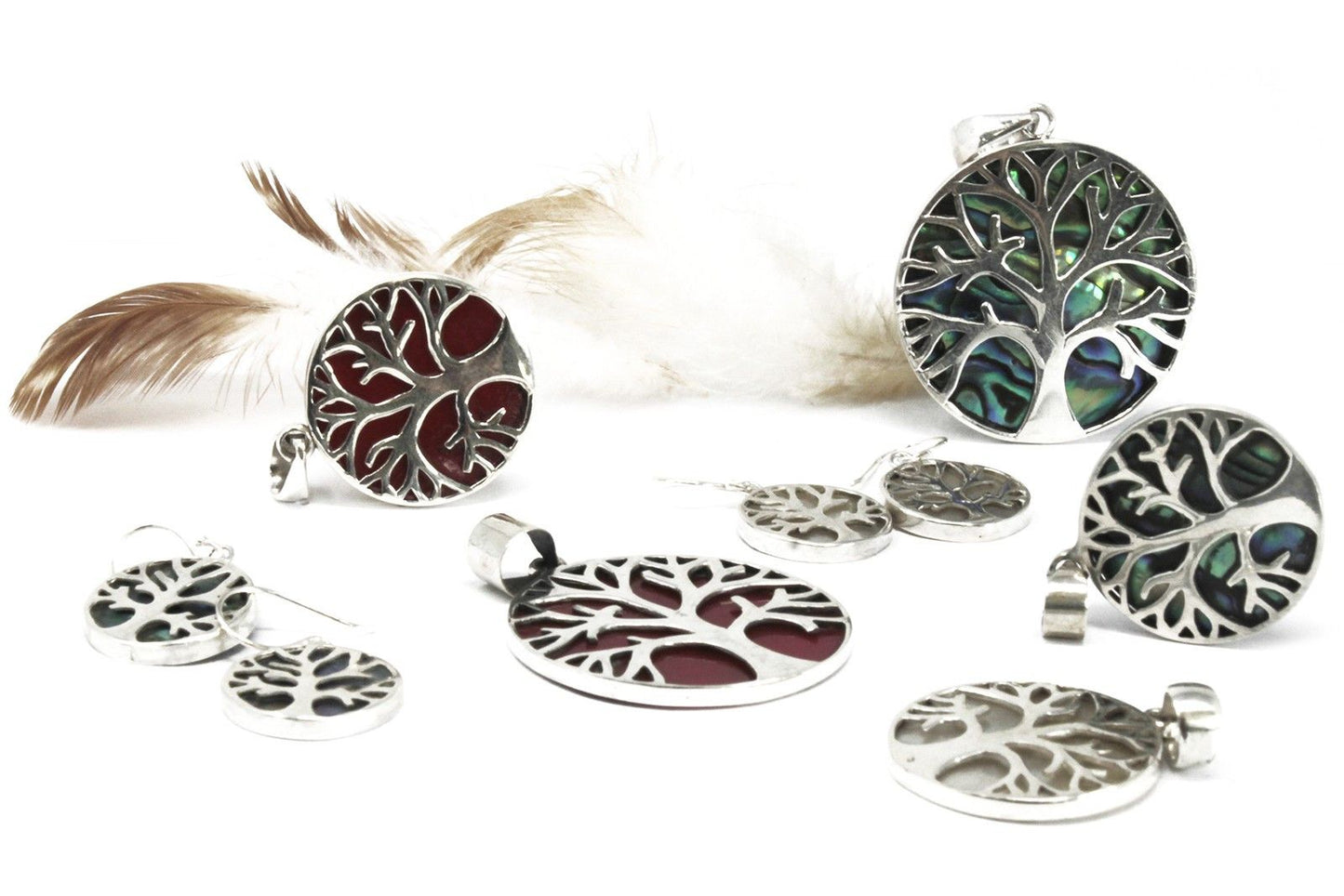 Lebensbaum Silberanhänger 30mm - Abalone