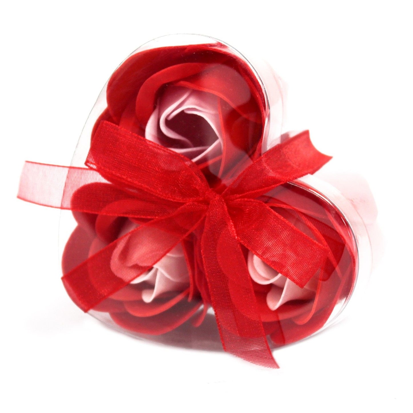 Set Mit 3 Seifenblumen Herz Box - Rote Rosen