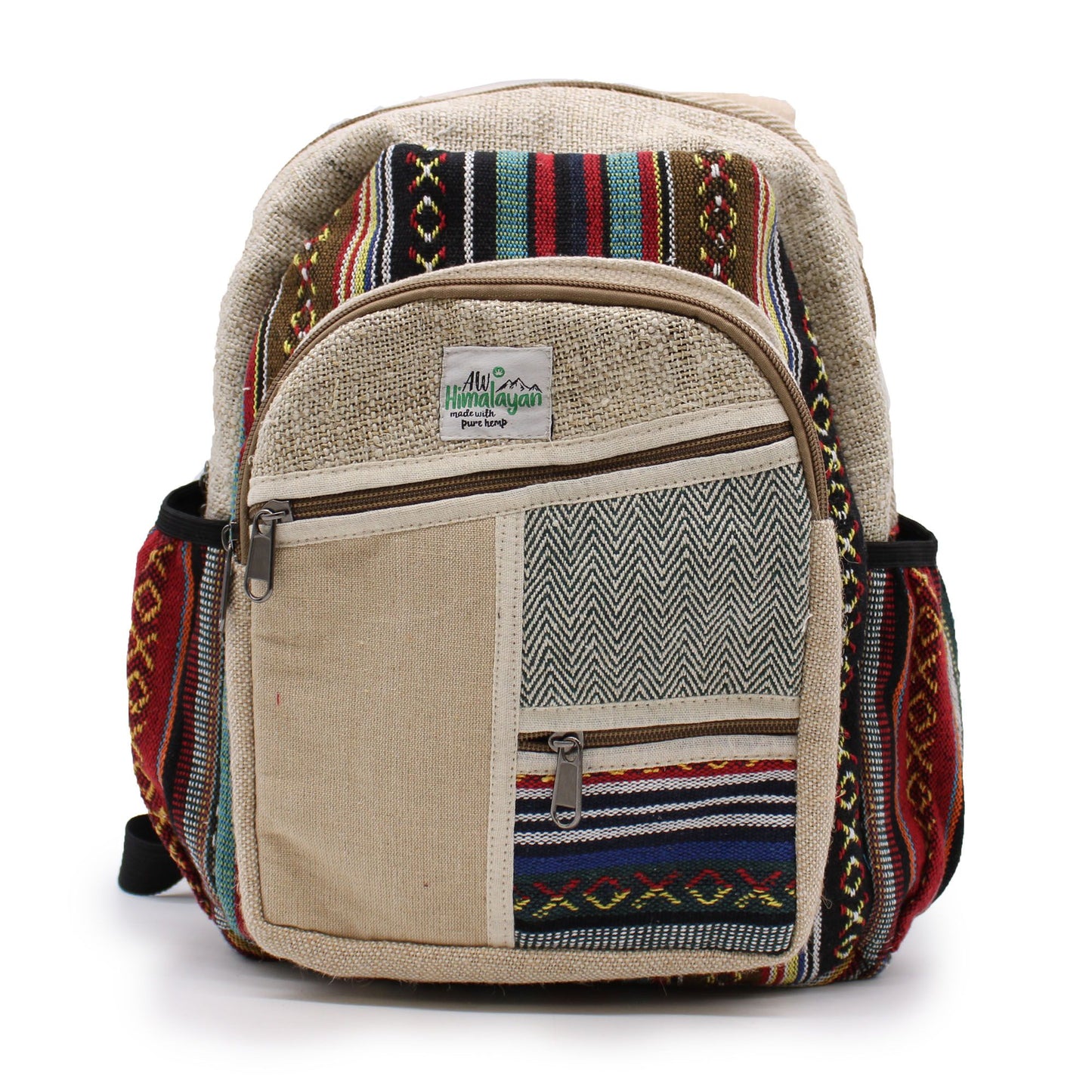 Kleiner Hanf Rucksack Zigzag Reißverschluss Stil