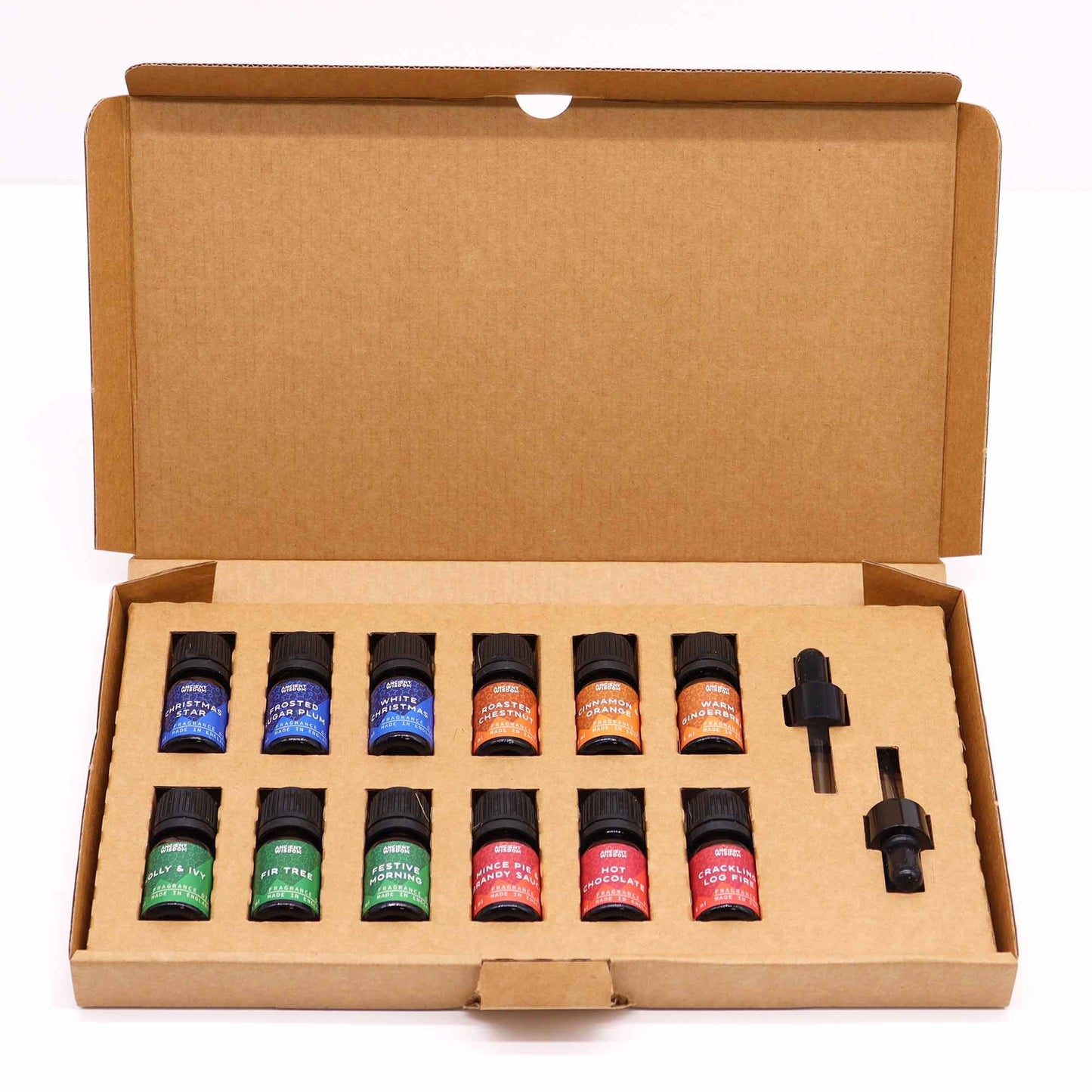 Festliche Düfte Duftöl Set mit Zwölf 5ml Fläschchen und Zwei Tropfern