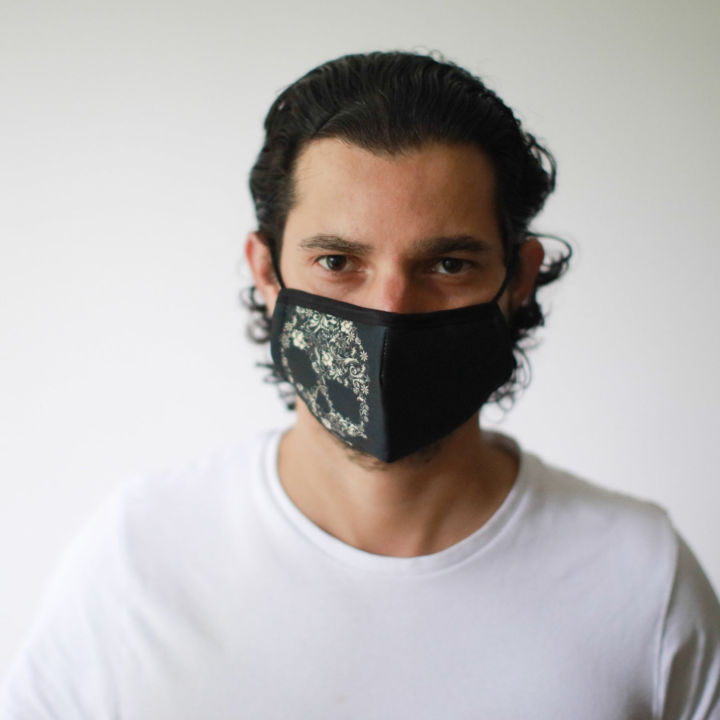 Wiederverwendbare Modische Gesichtsmaske - Blumen Totenkopf für Erwachsene