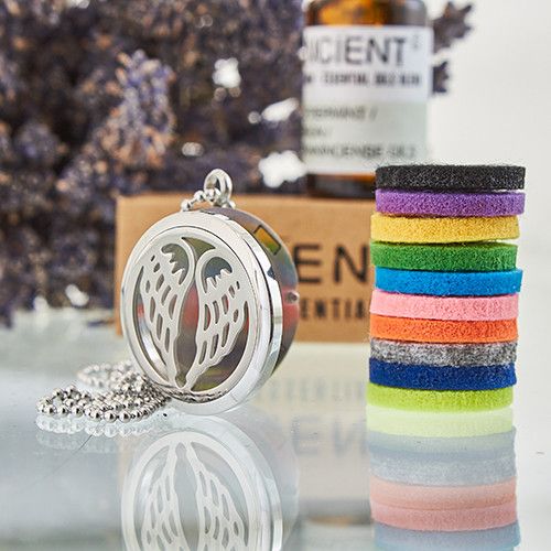 Aromatherapie Schmuck Halskette Engel Flügel 30mm